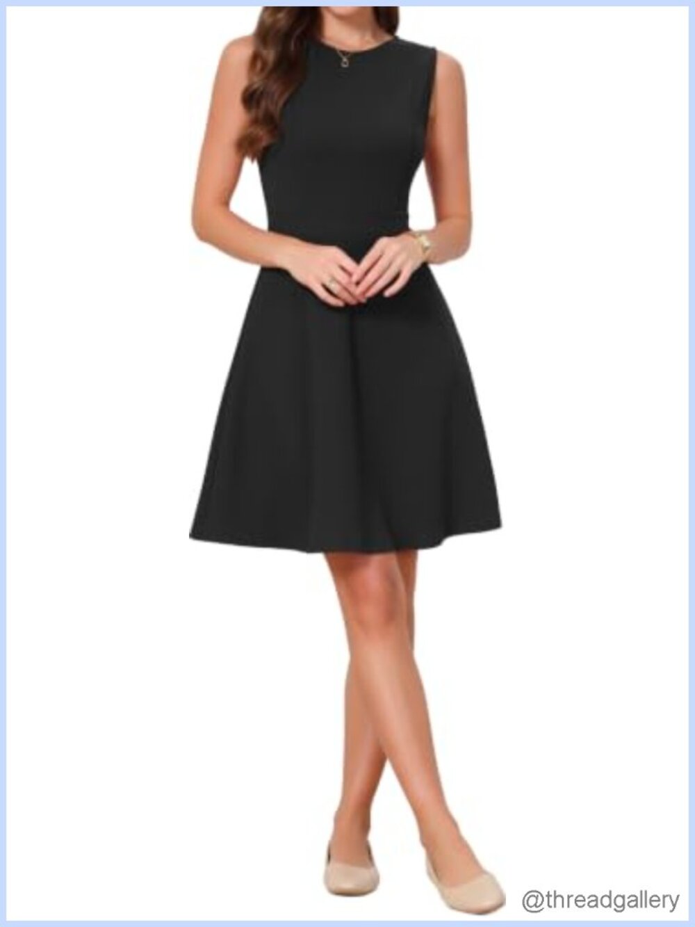 Sleeveless Crew Neck A-Line Business Casual Work Dress